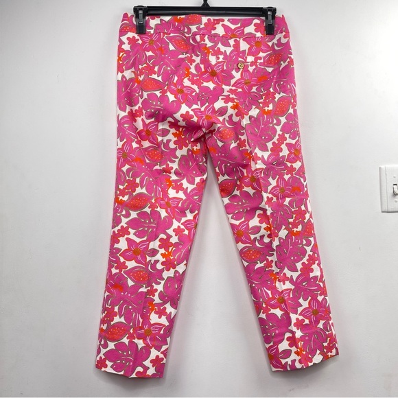 Lilly Pulitzer Palm Beach Fit Floral Print Pants in White Pink Size 6 - Picture 5 of 8